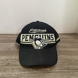 Pittsburgh Penguins NHL Reebok Face Off Headwear Black Logo on Strap Back
